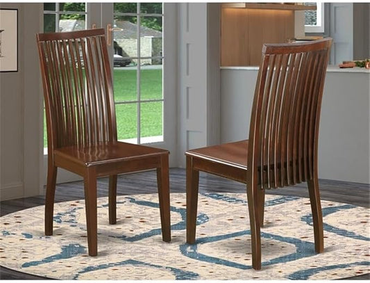 East West Furniture IPC-MAH-W Ipswich Kitchen Dining Chairs - Slat Back Wooden Seat Chairs, Set of 2, Mahogany