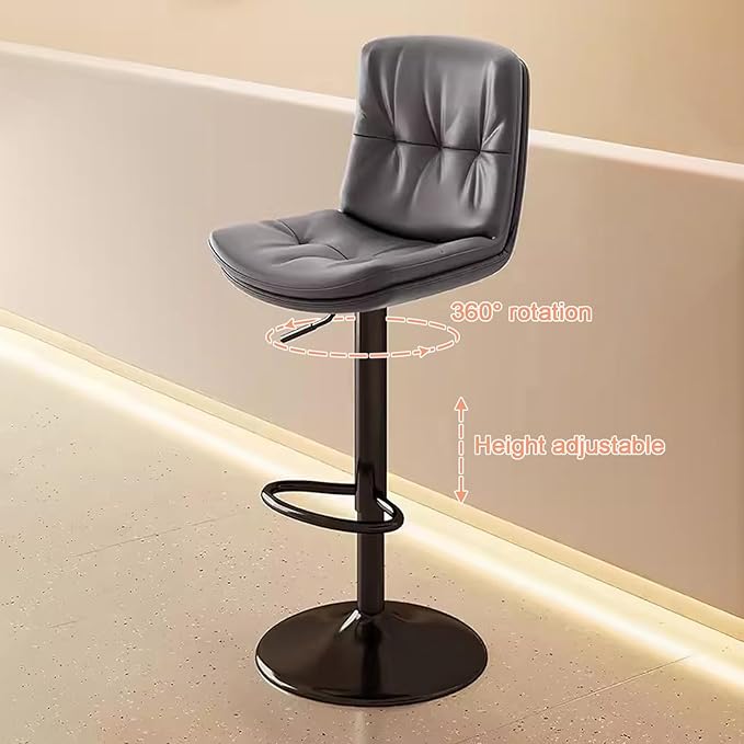Counter Height s with Back, Faux Leather Adjustable Chairs for Kitchen Island,Dark Gray-Black Leg