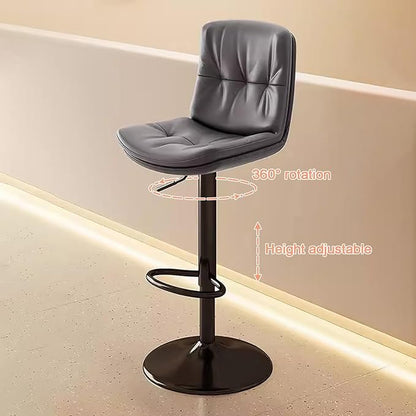 Counter Height s with Back, Faux Leather Adjustable Chairs for Kitchen Island,Dark Gray-Black Leg