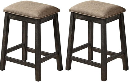 GTU Furniture 24-inch Counter Height Backless Barstools - Grey, Wood Leg, Fabric Seat, Set of 2