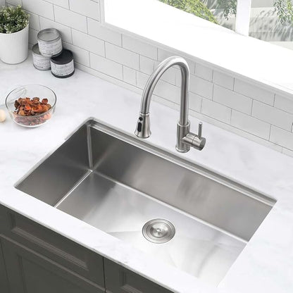 25 Undermount Kitchen Sink Workstation-Wesliv 25x19 Inch Stainless Steel Undermount Kitchen Sinks Workstation 16 Gauge Single Bowl Deep Sink with Cutting Board