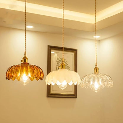 Kitchen Island Pendant Lights, E26 Nordic Pendant Lamp 10.3“ Small Vintage Style Amber Glass Hanging Lighting Fixtures Over Dining Room Table for Bedroom,Bar,Over Sink UL Certified Lighting