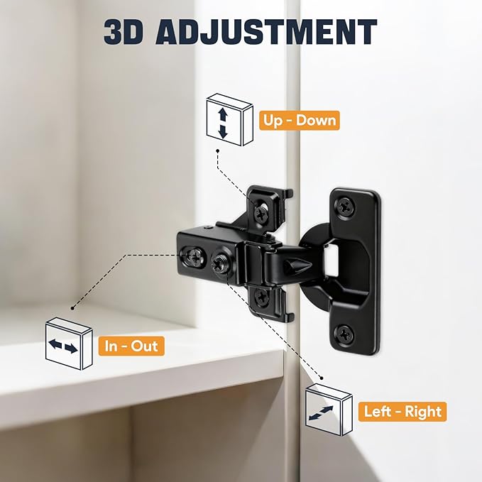 Mousike 30 Pack (15 Pair) Soft Close Cabinet Hinges, 1/2 Overlay Soft Close Hinges for Kitchen Cabinet, Stainless Steel, Built-in Damper, 100 Degree Opening Angle, 6 Way Adjustment