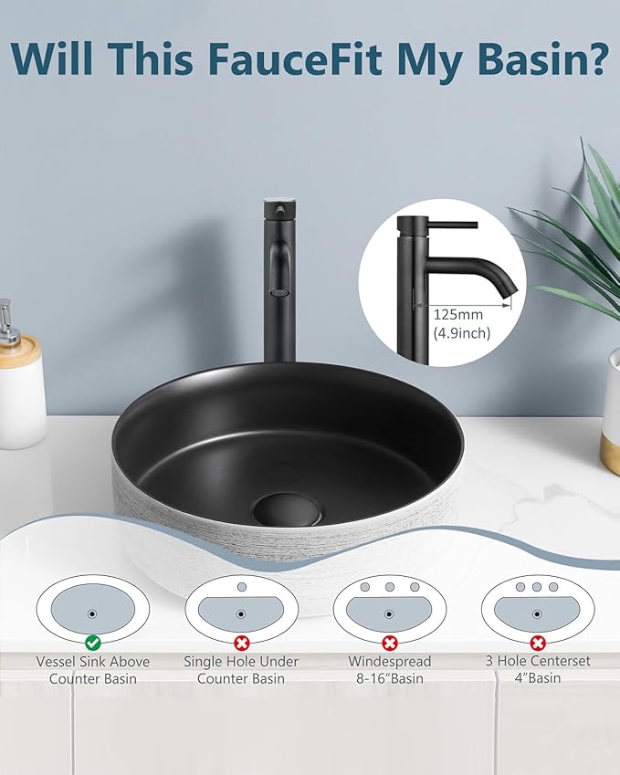 Aolemi Vessel Sink Faucet – SUS304 Stainless Steel Tall Bathroom Faucet,Single Lever Handle,1 Hole Bathroom Faucets with Supply Lines and Pop Up Drain,Oil Rubbed Bronze