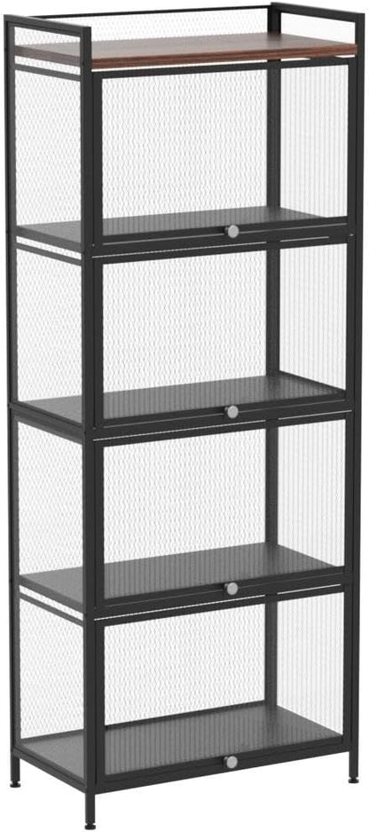 Gdrasuya10 Large Kitchen Pantry Storage Cabinet Buffet, 4 Tier Metal Pantry Cabinet with Folding Doors 56'' Kitchen Hutch Cabinet Suitable for Dining Room Living Room