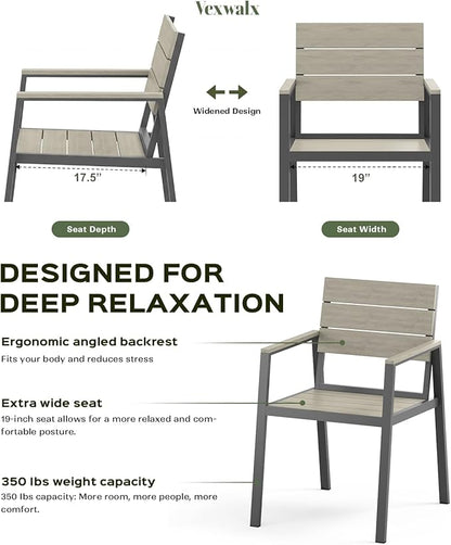 Vexwalx 7-Piece Outdoor Dining Set, Aluminum Dining Table Set for 6, Patio Table and Chairs Set with Umbrella Hole, All Weather HDPS Outdoor Table and Chairs for 6 (Gray)