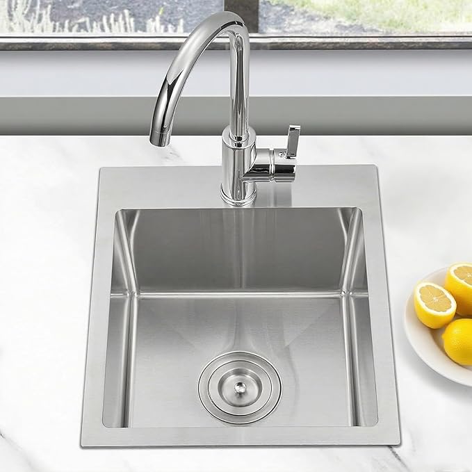 Hotis Drop in Bar Sink, 13 x 15 Inch Topmount RV Small Kitchen Wet Bar Sink, Stainless Steel Small Kitchen Sinks Brushed Nickel for Laundry Wet Bar Prep RV Office Outdoor Yard