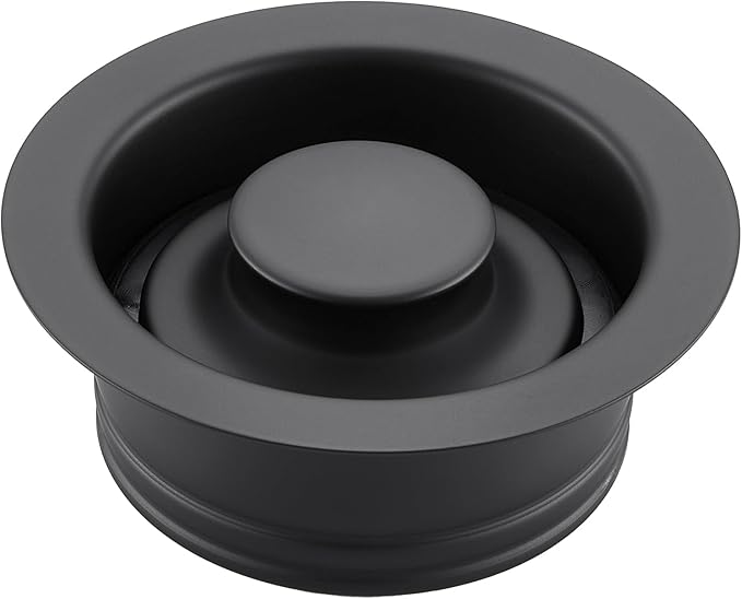 Luxier GD02-M Kitchen Sink Garbage Disposal Flange and Stopper in Matte Black