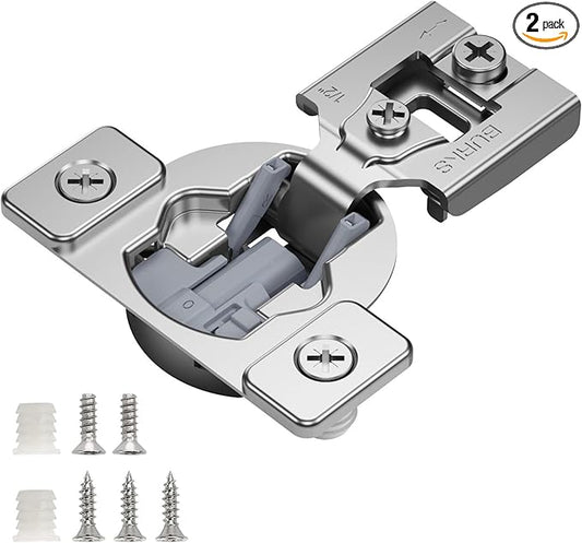 Burks Hinges 2 Pack 1/2'' Overlay Soft Close Hinges for Kitchen Cabinets Anti-Rust Self Closing Concealed Hinges Installation Instruction and Screws Included