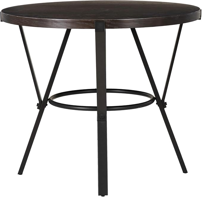 Powell Mikka Black and Brown Five Piece Round Counter Height Dining Pub Set with Swivel Seats