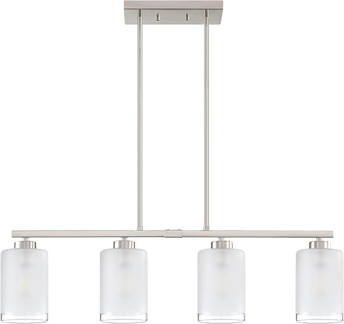 Doraimi Lighting 4 Light Modern Indoor Hanging Kitchen Island Light Gold Finish Clear Frosted Glass Chandelier Shade for Bar Dining Room Kitchen Island Over Sink