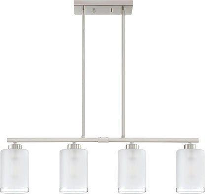 Doraimi Lighting 4 Light Modern Indoor Hanging Kitchen Island Light Gold Finish Clear Frosted Glass Chandelier Shade for Bar Dining Room Kitchen Island Over Sink