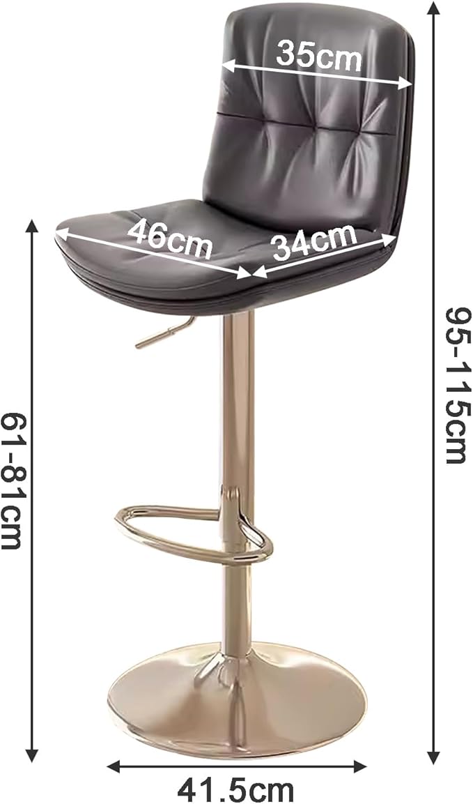 Counter Height s with Back, Faux Leather Adjustable Chairs for Kitchen Island,Dark Gray-Silver Leg