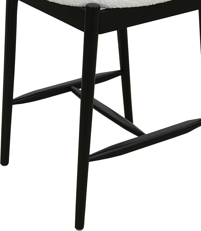 Modern Dining Chairs,Mid Century Counter Stool Set of 2 - Sturdy Rubber Wood Frame with Comfortable Fabric Cushion,Simple & Natural,Offering & Stylish for Kitchen Island, Room and Bedroom,BeigeBlack-B