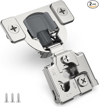 Chibery 2 Pack 1/2" Overlay 3D Soft Close Concealed Hinge for Face Frame Door, Self Closing Hinges, 105° Smooth Slow Close Quite, Hidden Stainless Steel Hinge for Kitchen Cabinet Door, Satin Nickel
