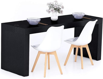 Mobili Fiver, Evolution Dining Table 70.9 x 23.6 in, with Wireless Charger, Ashwood Black with Two Legs, Made in Italy
