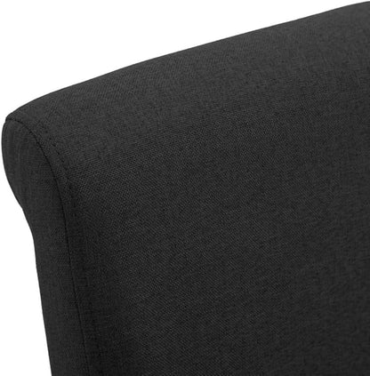 Dining Chairs Set of 6 Black Fabric Upholstered Modern Wooden Frame Chairs with Ergonomic Design for Dining Room and Kitchen