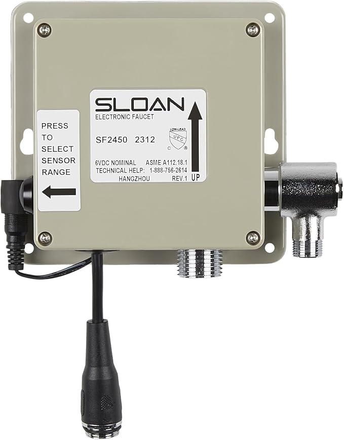 Sloan SF-2450 Sensor Activated Touch-Free Faucet (6 - Pack), Commercial Grade with Mounting Hardware - 0.5 GPM Battery-Powered Deck-Mounted Mid Body, Polished Chrome Finish, 3362124