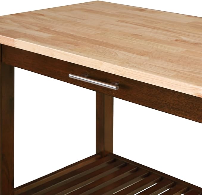 Convenience Concepts Designs2Go 3 Tier Butcher Block Kitchen Prep Island 40" - 3 Tier Modern Cooking Cart with Drawer, Food Serving Station for Kitchen, Dining Room, Espresso
