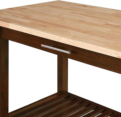 Convenience Concepts Designs2Go 3 Tier Butcher Block Kitchen Prep Island 40" - 3 Tier Modern Cooking Cart with Drawer, Food Serving Station for Kitchen, Dining Room, Espresso