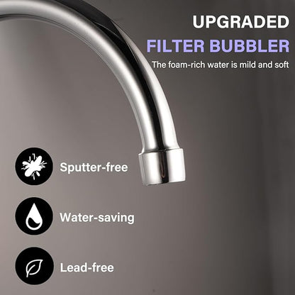 SOLVEX 2 Handle Kitchen Sink Faucet, High Arc 360 Swivel Stainless Steel Pipe 3 Hole Kitchen Faucet, Commercial Modern Chrome Kitchen Sink Faucet, US-SP-80066