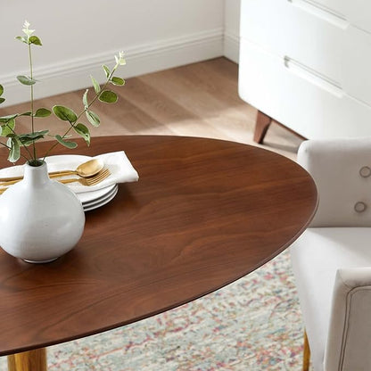 Modway Verne Oval Wood Grain 48" Dining Table in Gold Walnut