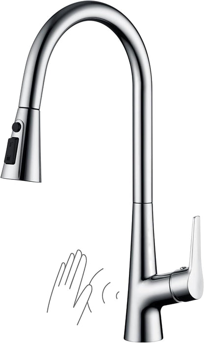 sumerain Touchless Kitchen Faucet with Pull-Down Sprayer,Single Handle Hands-Free Motion Sensor Kitchen Sink Faucet 360 Degree Swivel,Chrome
