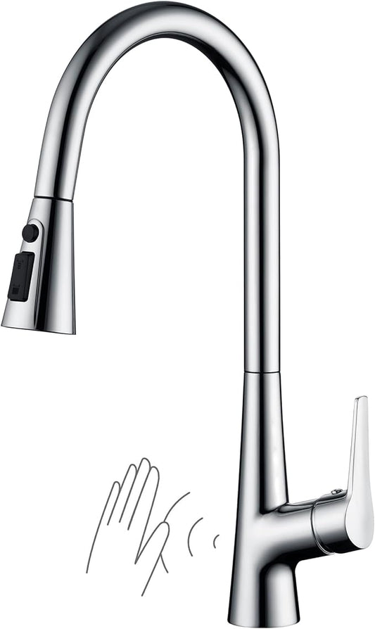 sumerain Touchless Kitchen Faucet with Pull-Down Sprayer,Single Handle Hands-Free Motion Sensor Kitchen Sink Faucet 360 Degree Swivel,Chrome