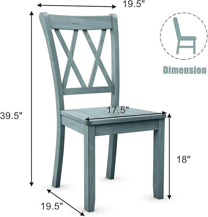 Giantex Set of 2 Dining Chairs, Rubber Wood Dining Room Chair, Farmhouse Dining Side Chairs, Max Load 400 Lbs, Wooden Kitchen Chairs for Home Kitchen, Dining Room