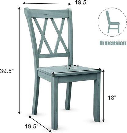 Giantex Set of 2 Dining Chairs, Rubber Wood Dining Room Chair, Farmhouse Dining Side Chairs, Max Load 400 Lbs, Wooden Kitchen Chairs for Home Kitchen, Dining Room