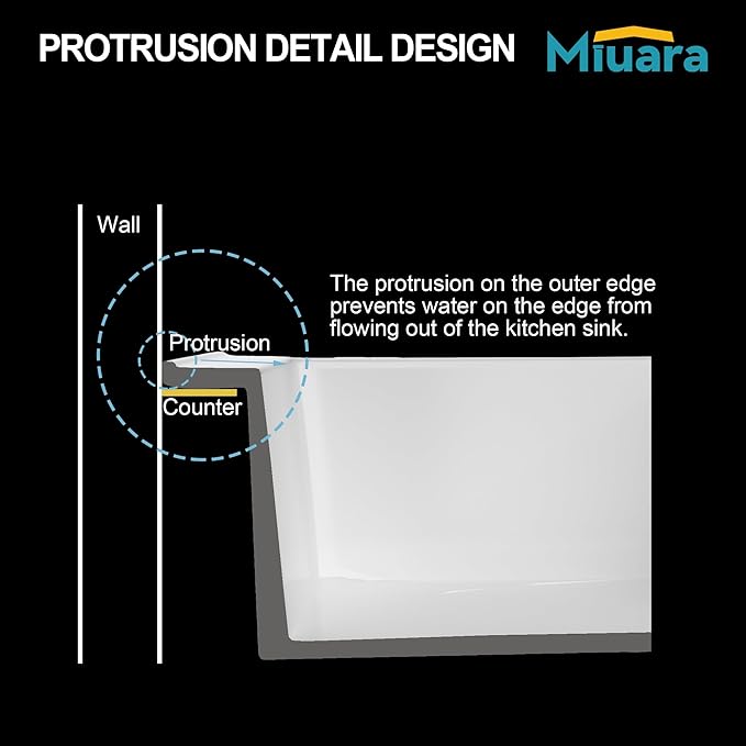 Miuara White Kitchen Sink Drop In 24 Inch 1 Hole - Small Topmount Fireclay Bar Sink 24"x22"x10" Single Bowl, with 2 Custom Accessories, Glossy White, for Kitchen & Laundry & Outdoor & Small Space