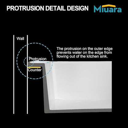 Miuara White Kitchen Sink Drop In 24 Inch 1 Hole - Small Topmount Fireclay Bar Sink 24"x22"x10" Single Bowl, with 2 Custom Accessories, Glossy White, for Kitchen & Laundry & Outdoor & Small Space