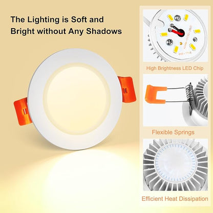 YGS-Tech 2 Inch LED Recessed Lighting, Dimmable Downlight 3W(35W Halogen Equivalent), CRI80, 3000K Warm White Ceiling Light with LED Driver(24 Pack)