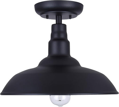Canarm Valec 1-Light Outdoor Ceiling Light, 14-Inch Black Flush Mount Durable Weather-Resistant Lighting for Porch, Garage and Entryway