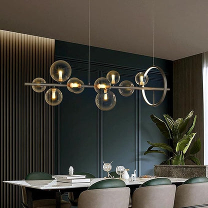 Linear Kitchen Island Lighting, Dining Room Light Fixture Over Table, Large Industrial Black Pendant Lights Ceiling Hanging for Kitchen Living Room (Black, 10-Light)