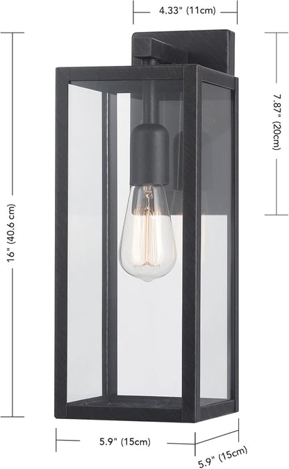 Globe Electric 44837 1-Light Outdoor Indoor Wall Sconce, Brushed Dark Bronze, Clear Glass Shade, Back Porch Lights, Front Patio, Garage Fixture, Exterior Lighting for House