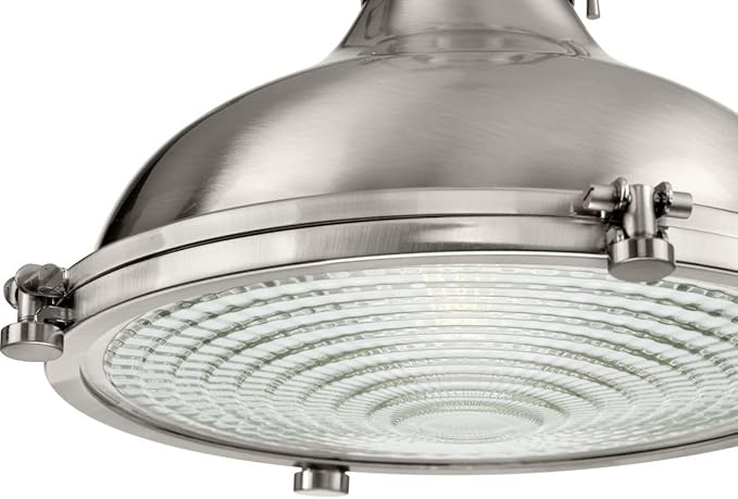 Progress Lighting 1-Light Fresnel Glass Coastal Pendant Light, Fresnel Lens Collection , Indoor, P5188-09, Brushed Nickel