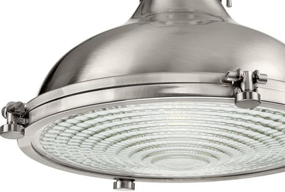 Progress Lighting 1-Light Fresnel Glass Coastal Pendant Light, Fresnel Lens Collection , Indoor, P5188-09, Brushed Nickel