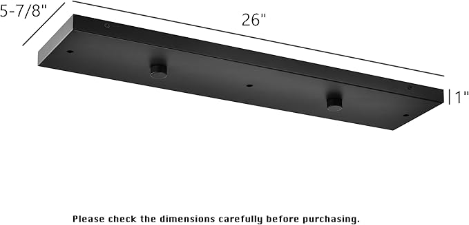 Three Pendant Light Linear Canopy Accessory Light Kit, 26 inch Flush Mount Cluster Canopy, Hanging 3 Lights with One Outlet Box for Kitchen Island, Mounting Hardware Included, Matte Black
