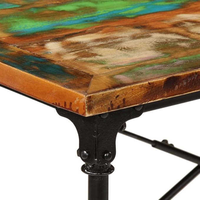 Multicolor Reclaimed Wood Dining Table 86.6" Rustic Industrial Rectangular Seats 8 Modern Farmhouse Open Loft