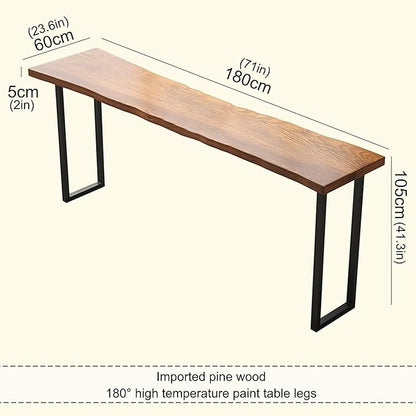 Counter Bar Height Table Kitchen Pub Coffee High Top Table Long Narrow Dining Table for Small Spaces with Sturdy Metal Frame for Small Spaces Balcony Coffee Shops-Table Only(180*60*105cm)