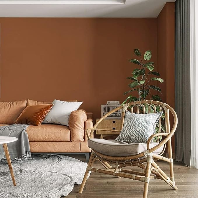 Safiyya Peel and Stick Wallpaper Dark Orange Contact Paper 118"x17.7" Solid Color Self Adhesive Removable Wallpaper for Barthroom Vinyl Rolls