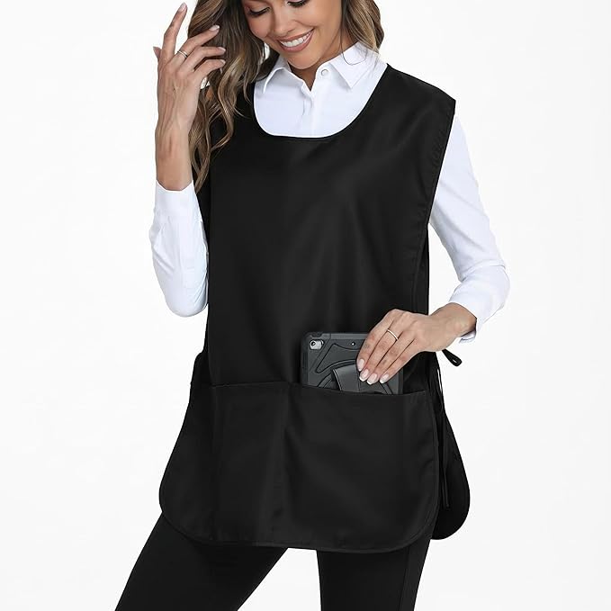 Xeoxarel Unisex Cobbler Apron with 3 Pockets, Adjustable Drawstring Waist, Professional Lightweight for Kitchen Salon Garden