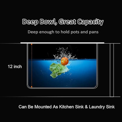 Sarlai 21 Inch Undermount Laundry Sink 21x18x12 Inch Undermount Laundry Utility Sink Deep Single Bowl 16 Gauge Stainless Steel Laundry Tub Sinks