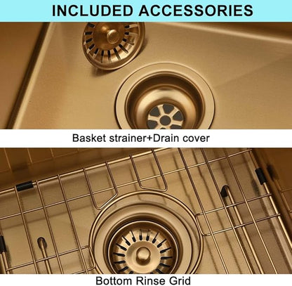 Gold Bar Sink Undermount,Wesliv 12x16 Inch Small Bar Sink Gold Undermount Kitchen Sinks Wet Bar Prep 16 Gauge Stainless Steel Single Bowl Rv Sinks with Bottom Grid
