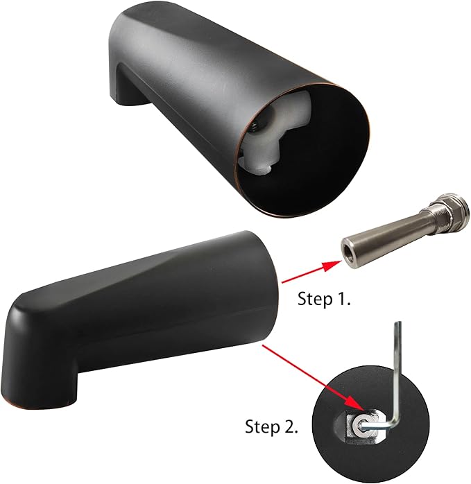 SENTO Slip On Oil Bronze Universal Heavy Durable Metal Bathroom Tub Spout Without Diverter, Heavy Duty Metal Bathtub Faucet Without Shower Diverter - 7 Inches 1/2" Copper Pipe, Oil-Rubbed Bronze