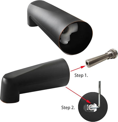 SENTO Slip On Oil Bronze Universal Heavy Durable Metal Bathroom Tub Spout Without Diverter, Heavy Duty Metal Bathtub Faucet Without Shower Diverter - 7 Inches 1/2" Copper Pipe, Oil-Rubbed Bronze