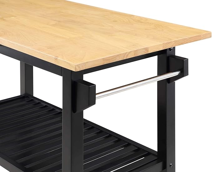 Convenience Concepts Designs2Go 3 Tier Butcher Block Kitchen Prep Island 40" - 3 Tier Modern Cooking Cart with Drawer, Food Serving Station for Kitchen, Dining Room, Black