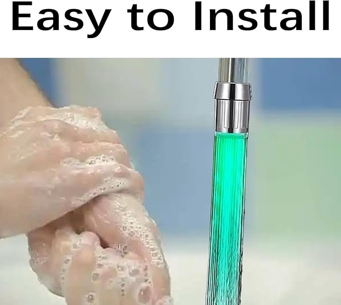 2 Packs 3-Color LED Water Faucet Temperature Sensitive Gradient Light Water Faucet Stream Color Changing Faucet Tap Sink Faucet for Kitchen/Bathroom