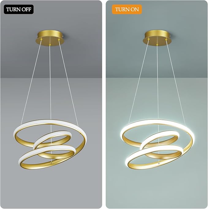 Modern Pendant Lights Gold Pendant Light Irregular Streamline LED Chandelier Adjustable Height Pendant Lighting for Kitchen Island Dining Room Bedroom Living Room Corridor Hallway Foyer